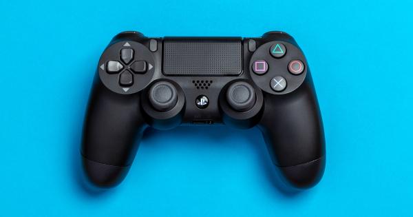 PS4 controller on blue background