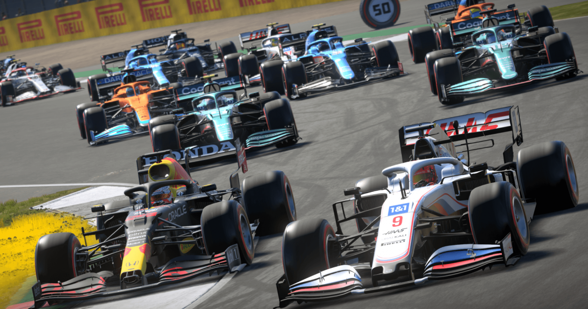 F1 2021 game cars on track