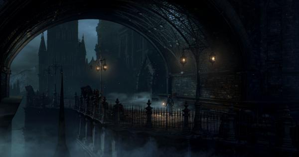 Onder een brug in de game Bloodborne